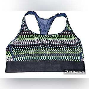Victoria's Secret Sports Bra Crop Top VSX Racerback Size Medium Blue Green
